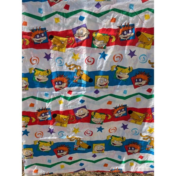 Vintage 1997 Nickelodeon Rugrats Twin Flat Bed Sheet Springs Tommy Angelica - Picture 6 of 9